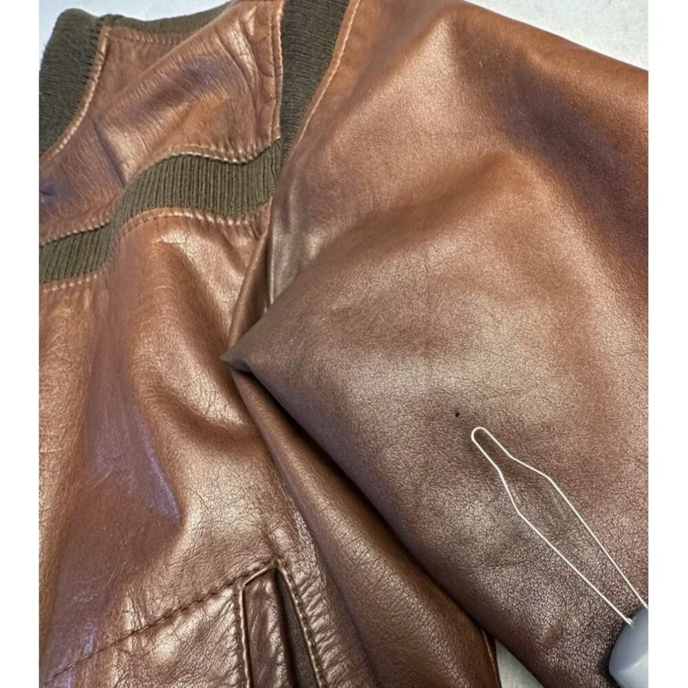 Silverman’s Vintage Drum Dyed Leather Bomber Jacket Size 36